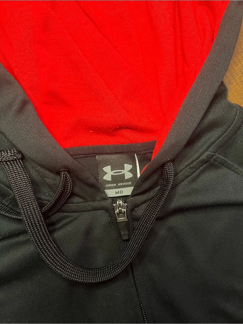 Under Armour Black Hoodie with Red Hood Lining